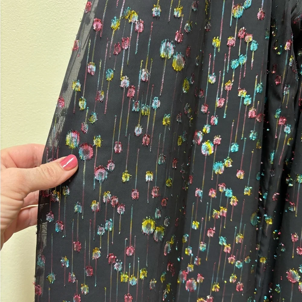 Eva Franco Anthropologie Edita halter black jumpsuit multi-color metallic dot- 2
